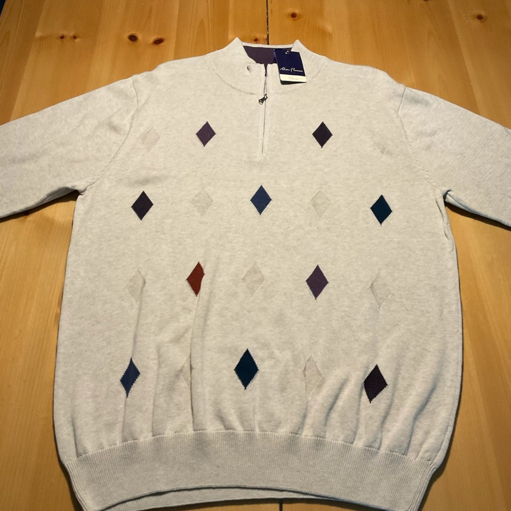 🇺🇸 Alan Flusser Tan Pullover Sweater, Size XL